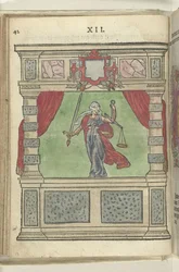 Szene mit Personifikation der Gerechtigkeit (Justitia), 1578