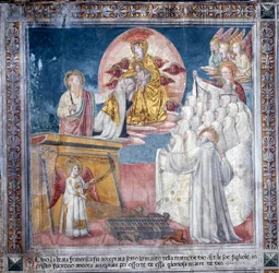 Leben der hl. Francesca Romana: 1. März 1433, Francesca wird in einer Vision von der Mutter Gottes unter ihren Mantel genommen