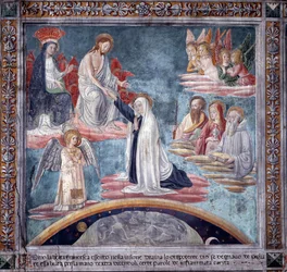 Leben der heiligen Francesca Romana: Während einer Ekstase nimmt der göttliche Erlöser Francesca an der rechten Hand
