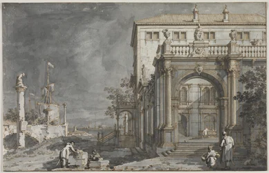 Capriccio: Ein Palast mit einem Hof am Lagune