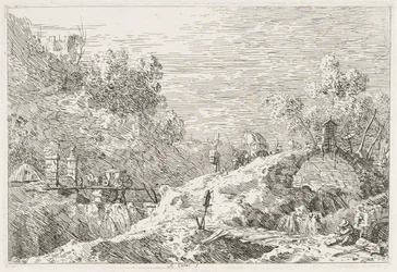 Ansichten: Berglandschaft mit fünf Brücken, 1735-1746