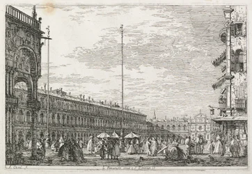 Ansichten: Der Palast der Prokuratoren und die Kirche St. Geminien, Venedig, 1735-1746
