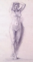 Weibliche Figur mit erhobenen Armen von Antonio Canova (1757-1822), Zeichnung