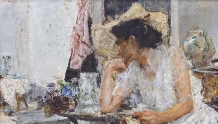 Frau bei der Toilette