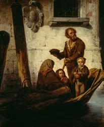 Eine Familie von Gemeinen in einem Boot