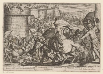 Der Tod von Abimelech. Alttestamentliche Kampfszenen