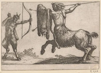 Ein Zentaur greift einen Satyr an