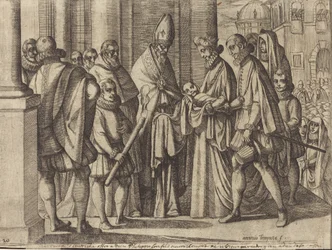 Philipp als Junge vor Margarete von Österreich (verso)
