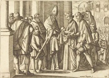 Philipp als Junge vor Margarete von Österreich
