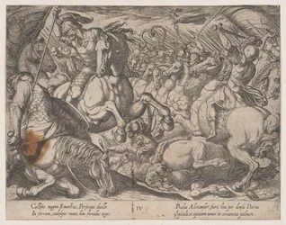 Tafel 4: Alexander kämpft gegen die Perser, aus Die Taten Alexanders des Großen, 1608