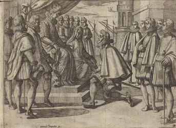 Spanischer Herzog vor Margarete von Österreich [Rückseite]