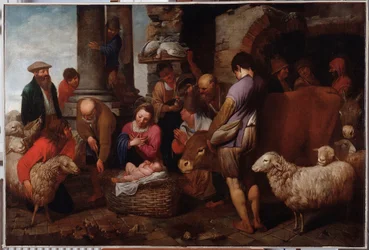 Die Anbetung der Könige. Gemälde von Antonio Travi (1608-1665) 17. Jahrhundert Genua Musei di Strada Nuova (ehemals Palazzo Bianco)
