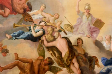 Minerva umgeben von den Künsten und Wissenschaften, Detail aus dem Bankettsaal