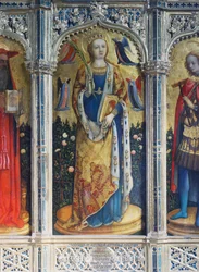Polyptychon der Heiligen Sabina, Detail, von Antonio Vivarini, bekannt als Antonio da Murano, Kirche San Zaccaria, Venedig, Venetien, Italien, 2. Jahrhundert