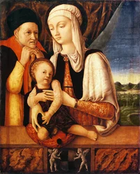 Die Heilige Familie (Wappen von Barbara von Brandenburg, Herzogin von Mantua), ca. 1450-60