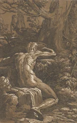 Sitzender Mann von hinten gesehen, Narziss, ca. 1527-30