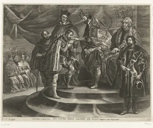 Abdankung von Karl V.; Einzug von Ferdinand in Gent im Jahr 1635