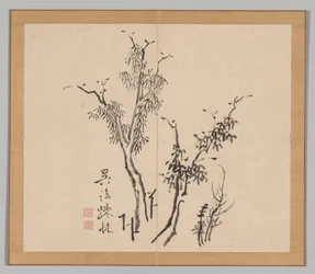 Doppelalbum mit Landschaftsstudien nach Ikeno Taiga, Band 1 Blatt 5, 18. Jh.