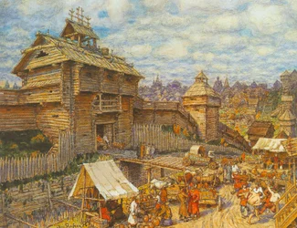 Die hölzerne Stadt Moskau im 14. Jahrhundert