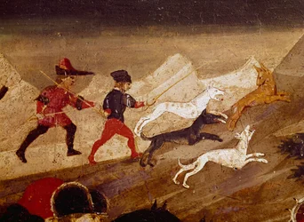 Geschichte von Griselda, Mitte des 15. Jahrhunderts, Gemälde von Apollonio di Giovanni (ca. 1417 oder 1415-1465), Tempera auf Holz (Detail)