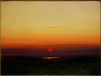 Sonnenuntergang über der Steppe an einem Seeufer