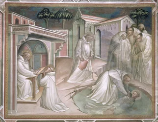 Maurus rettet Placidus, Detail aus dem Leben des heiligen Benedikt (ca. 480-550), in der Sakristei, 1387