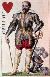 Darstellung von Louis de Balbes de Berton, Ritter genannt der Tapfere Crillon (Detail einer Spielkarte)