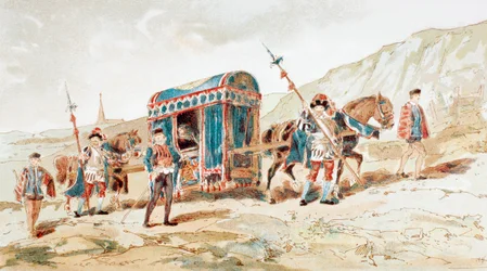 Eine Pferdekutsche eines Adligen aus dem 16. Jahrhundert