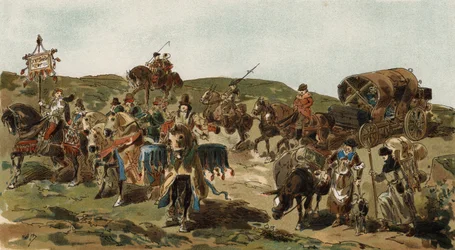 Wagen und Eskorte, Zeit der Herzöge von Burgund, 15. Jahrhundert