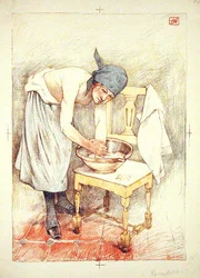 Mädchen beim Waschen, aus 