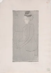 Femme assise avec chapeau à plumes (Sitzende Frau mit Federhut) ca. 1893