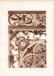 Jugendstil-Ornamentdesign mit Vögeln und Schmetterlingen