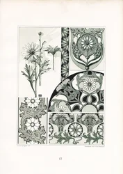 Gänseblümchen-Ornamente in grüner Farbgebung