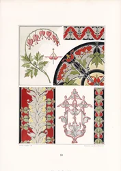 Ornamentstudien mit Tränenden Herzen und stilisierten Blattmotiven