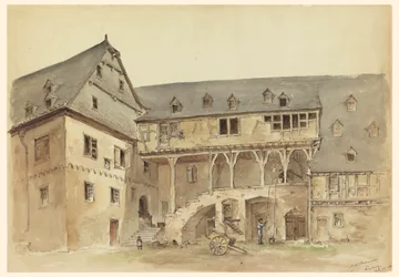 Hof eines mittelalterlichen Herrenhauses, ca. 1889