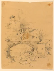 Mühle über einem Bach