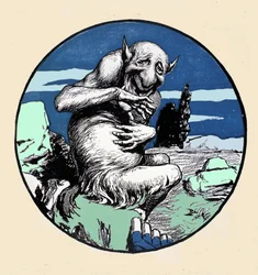 Der Gott Pan, halb Ziege halb Mensch. Illustration von Arpad Schmidhammer für Jugend