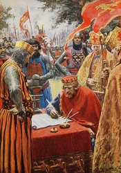 König Johann unterzeichnet widerwillig die Magna Carta