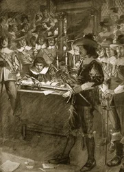 Strafford übergibt sein Schwert dem Unterhaus, Illustration aus 