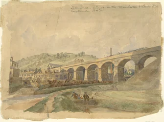 Todmorden Viadukt an der Manchester & Leeds Eisenbahn, England 1843