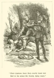 Sir Calidore, Ritter der Höflichkeit, In der Räuberhöhle (Gravur)