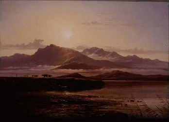 Morgen am Ufer eines Sees