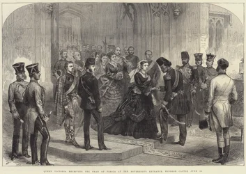 Königin Victoria empfängt den Schah von Persien am Eingang des Souveräns, Windsor Castle, 20. Juni