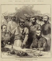 Der königliche Besuch in Indien, Scindia schlägt den Gesundheitswunsch des Prinzen von Wales in Gwalior vor