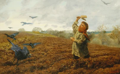 Der Vogelscheucher; "Tauben und Krähen, passt auf eure Zehen auf", 1884