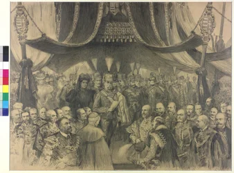 Eröffnung der Jahrtausendausstellung in Budapest durch Kaiser Franz Joseph