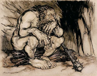 Ein schrecklicher Riese, Illustration aus English Fairy Tales, veröffentlicht 1918