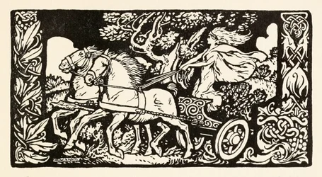 Becfola in ihrem Wagen aus The Wooing of Becfola in Irish Fairy Tales