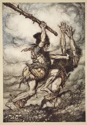 Fafner tötet Fasolt, Illustration aus 