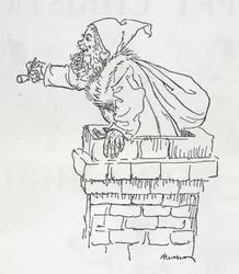 Weihnachtsmann, der einen Schornstein hinunterklettert
